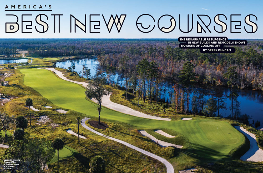 Aerial view of The Dye Course at White Oak, named one of America’s best new courses